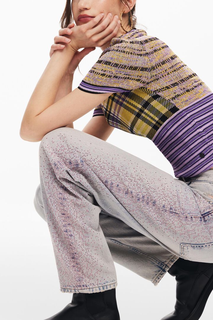 Straight jeans with rhinestones | Desigual