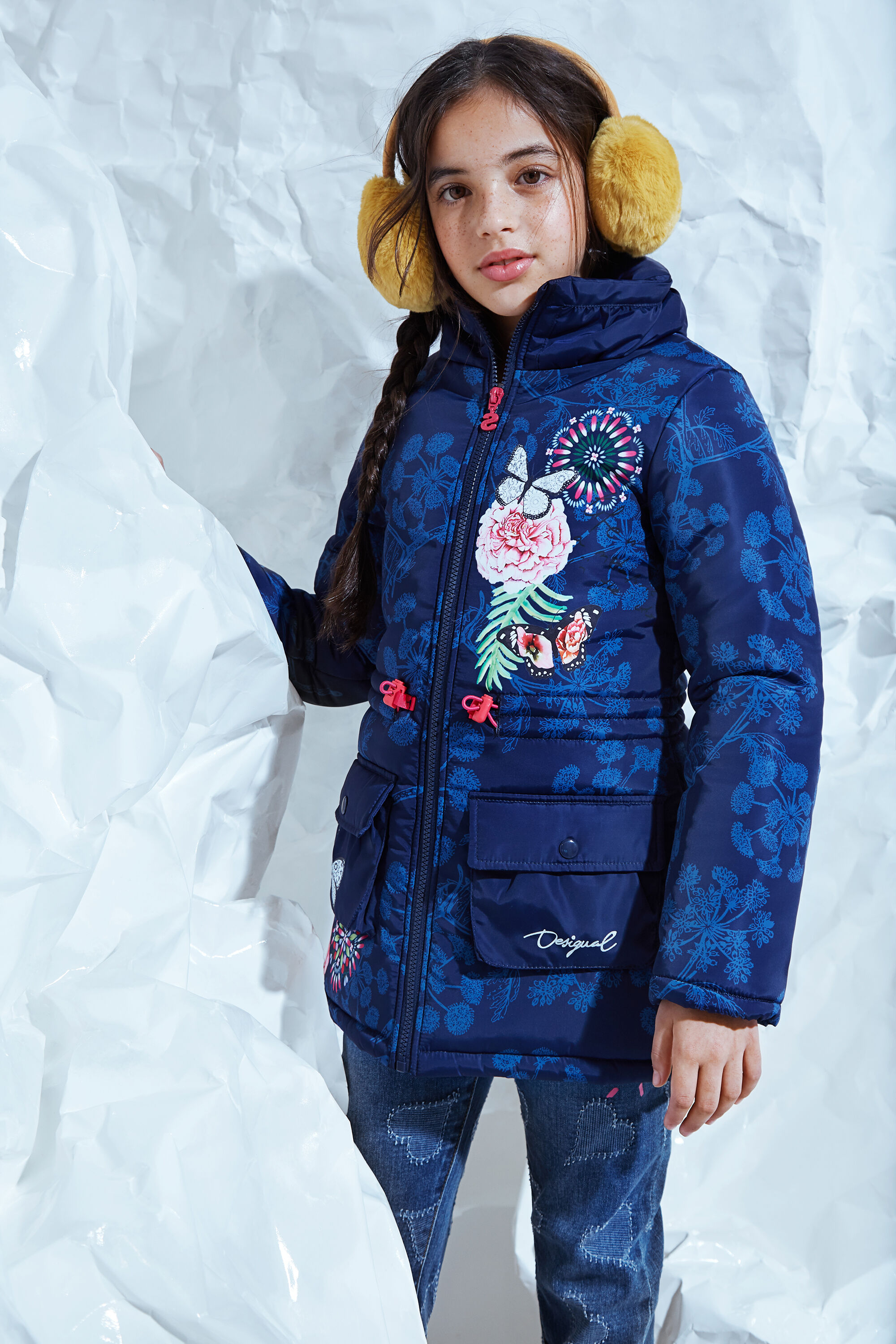 Long down anorak adjustable