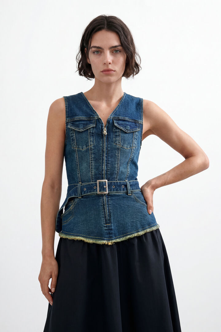 Vestido jeans sem mangas