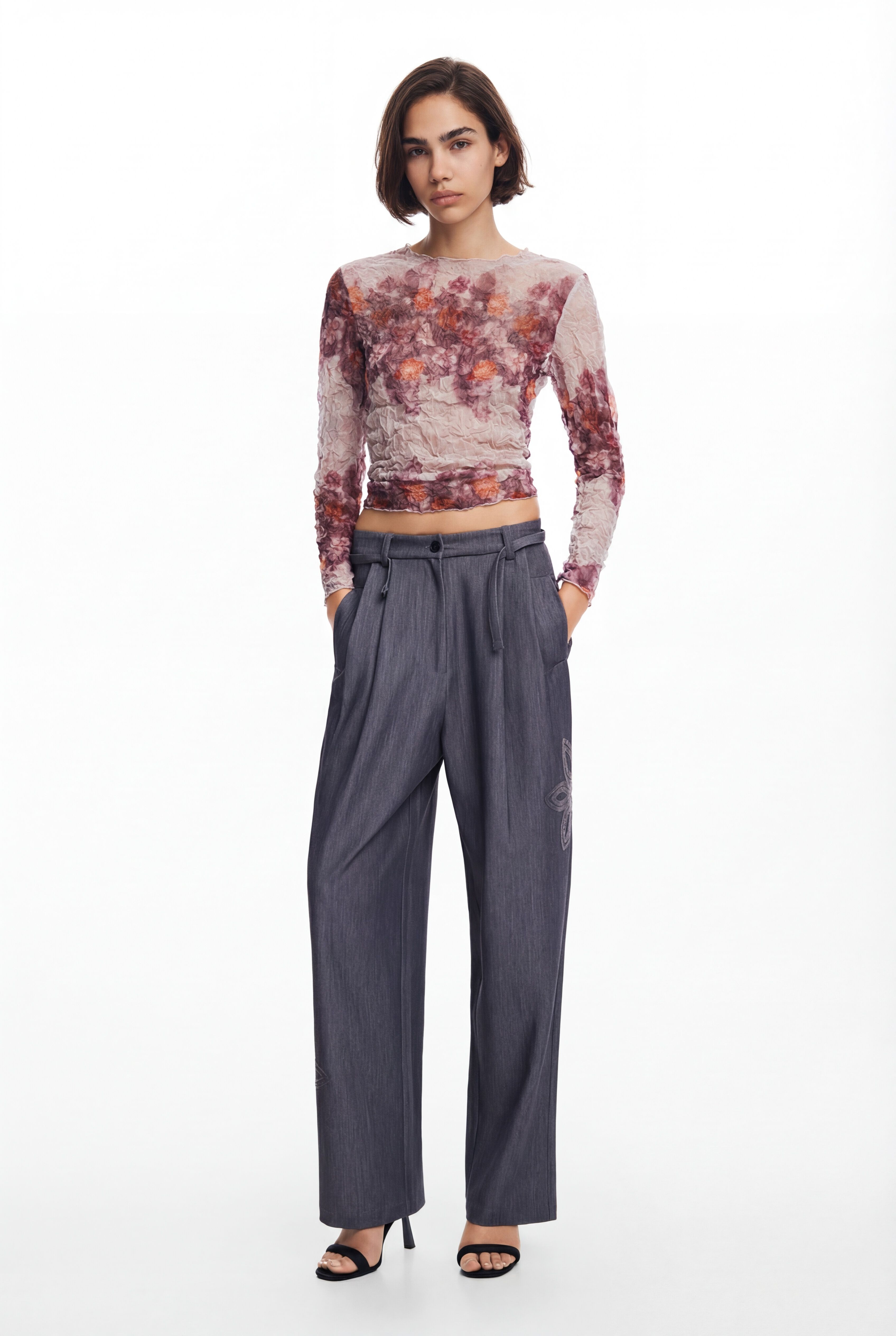 Desigual, Gerade geschnittene lange Hose, Damen, Schwarz, L