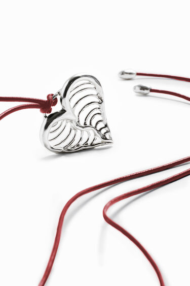 Versilberte Herz-Halskette mit Leder Zalio | Desigual