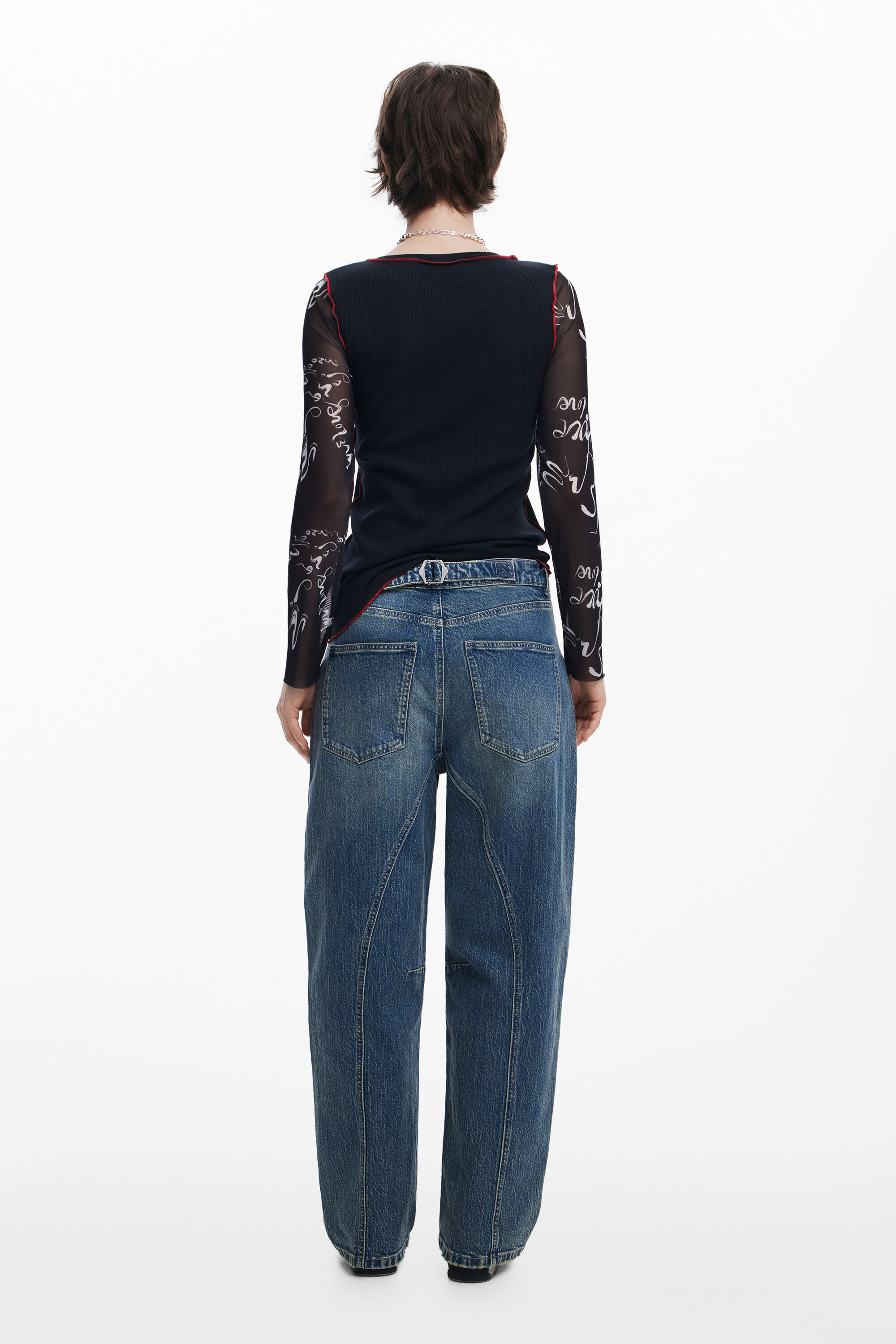 トップス Desigual border & letter design t-shirt Lettering sleeve T-shirt Women's I Desigual.com