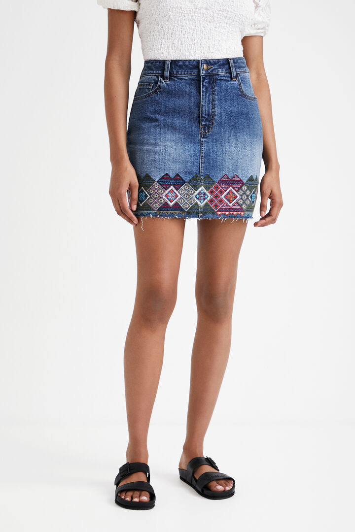Mini-jupe en jean à frises | Desigual