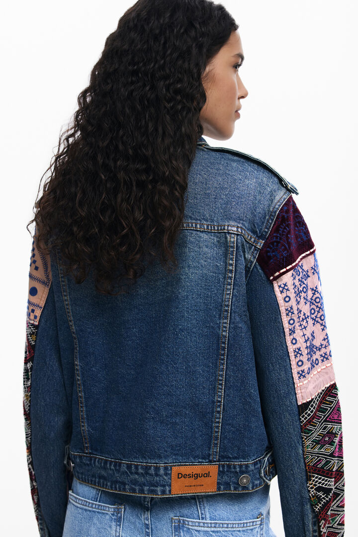 Denim jacket with combined sleeves | Desigual