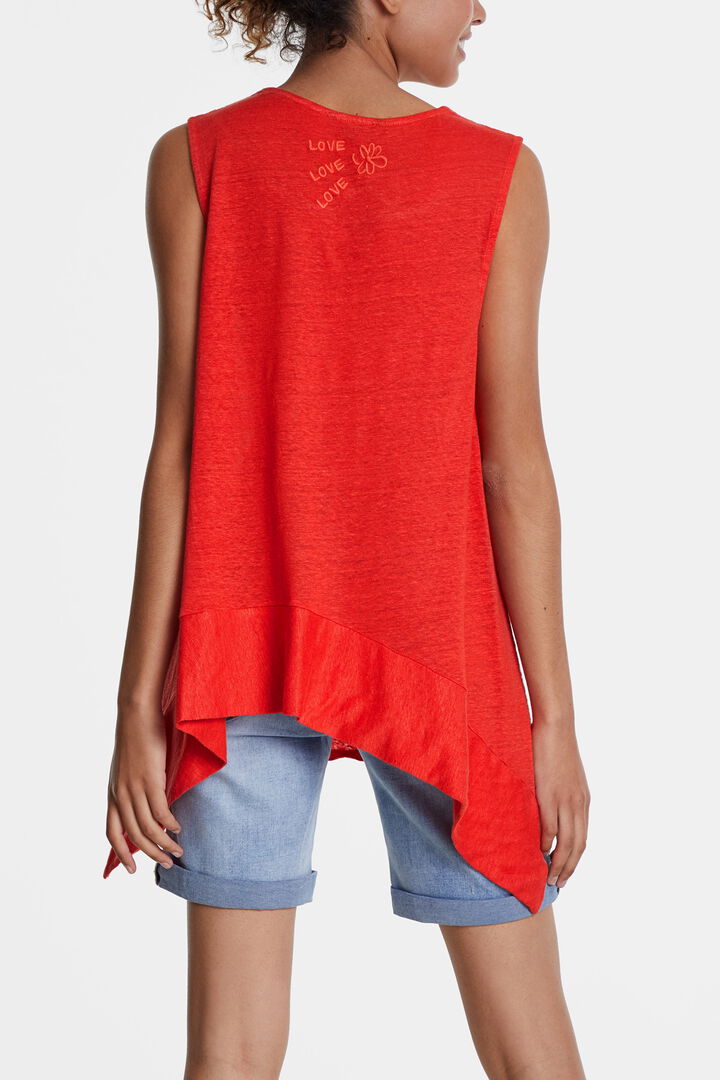 Camiseta bordado floral y macramé | Desigual