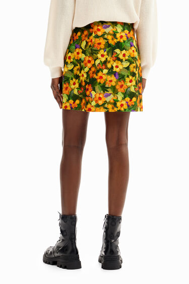 Slim floral mini skirt | Desigual