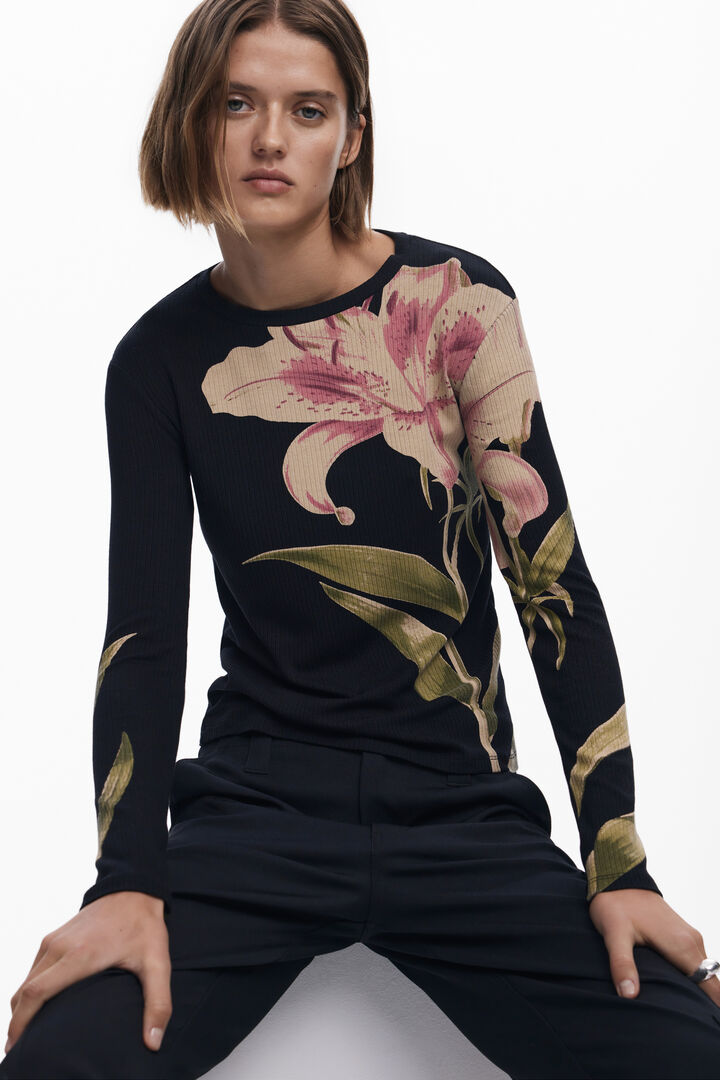 T-shirt à manches longues orchidée | Desigual