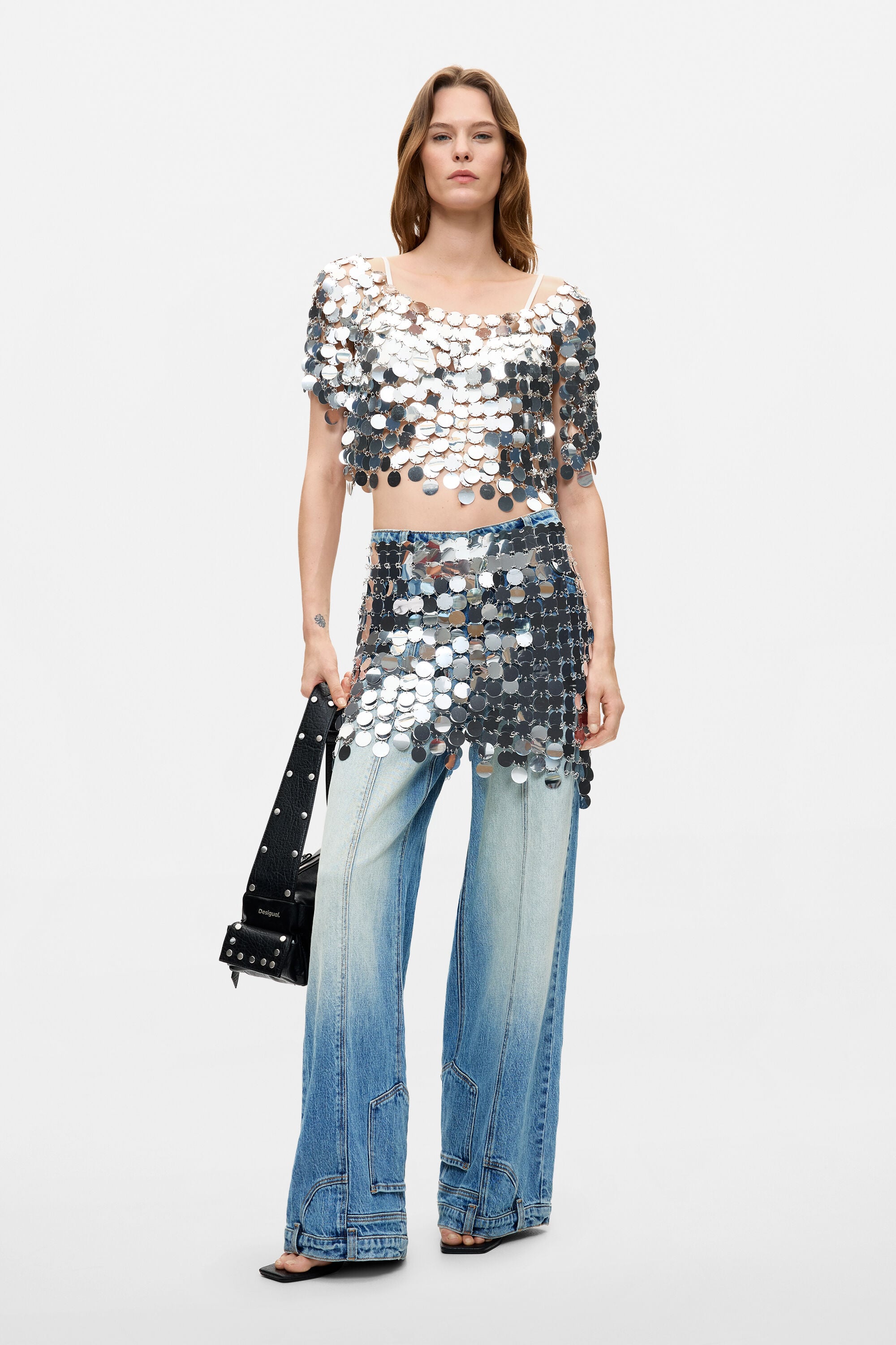 Desigual, Krótki pareo z cekinami, Kobieta, Polyethylene Terephthalate, U