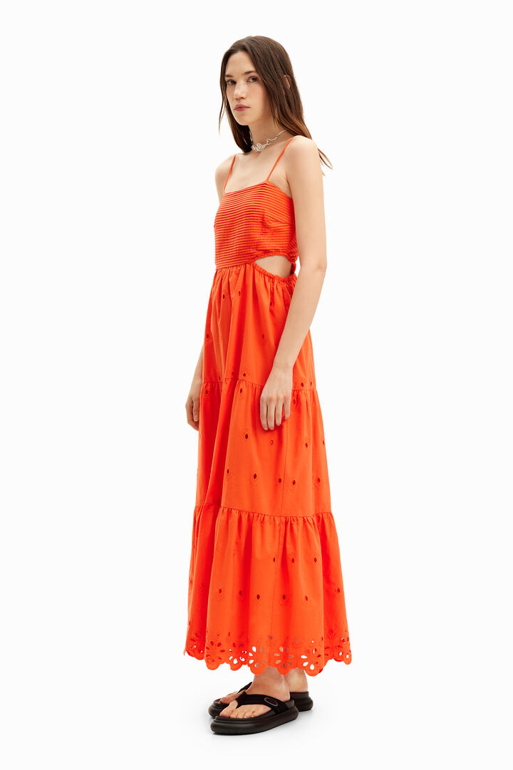 Vestido largo bordados cut-outs | Desigual