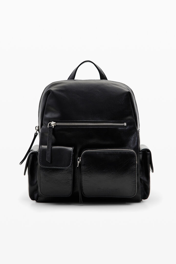 Multi-pocket leather backpack | Desigual