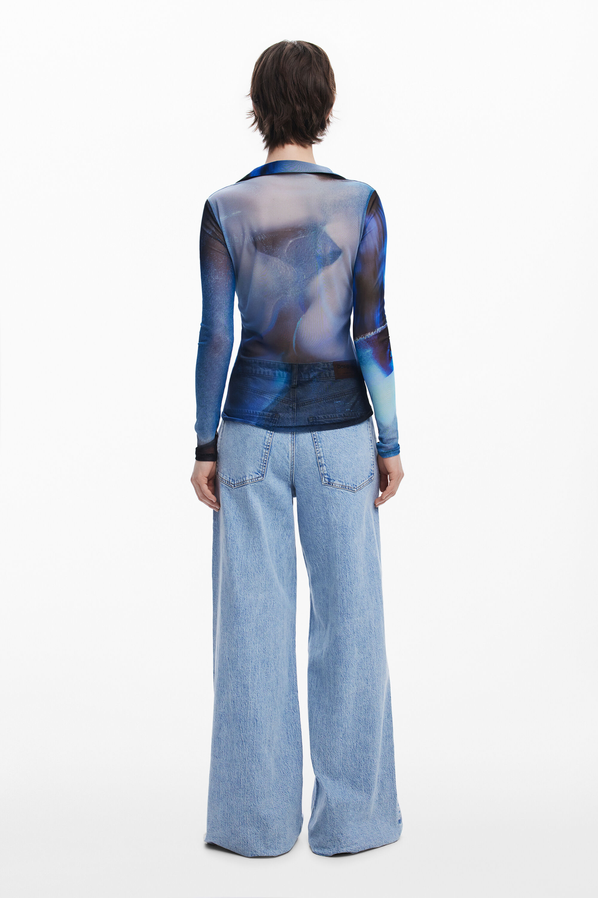Desigual Buttoned Eye T-shirt In Blue