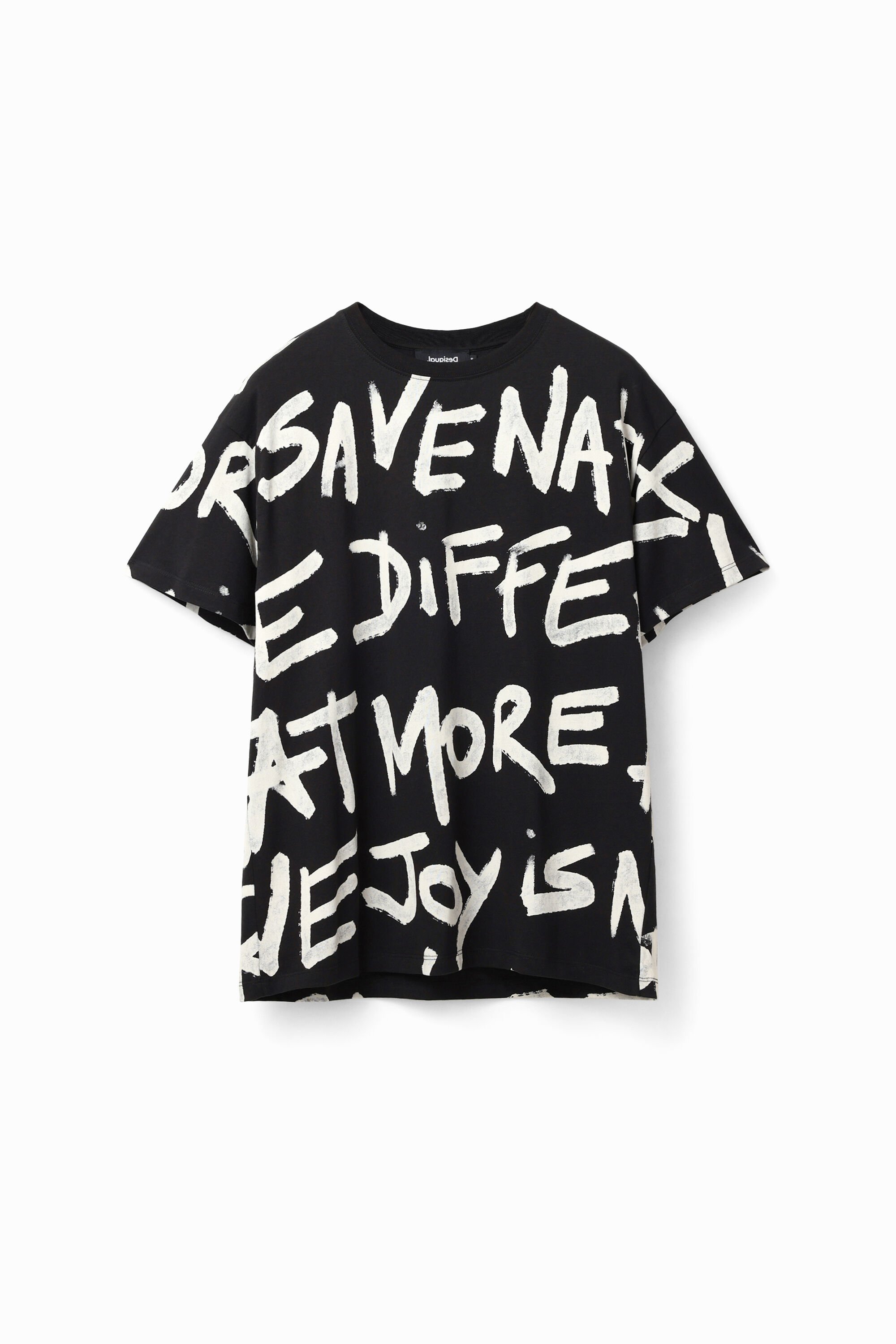 Desigual Oversize Words T-shirt In Black