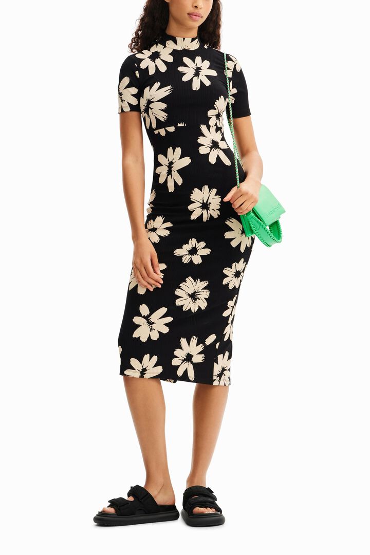 Slim arty floral midi dress | Desigual