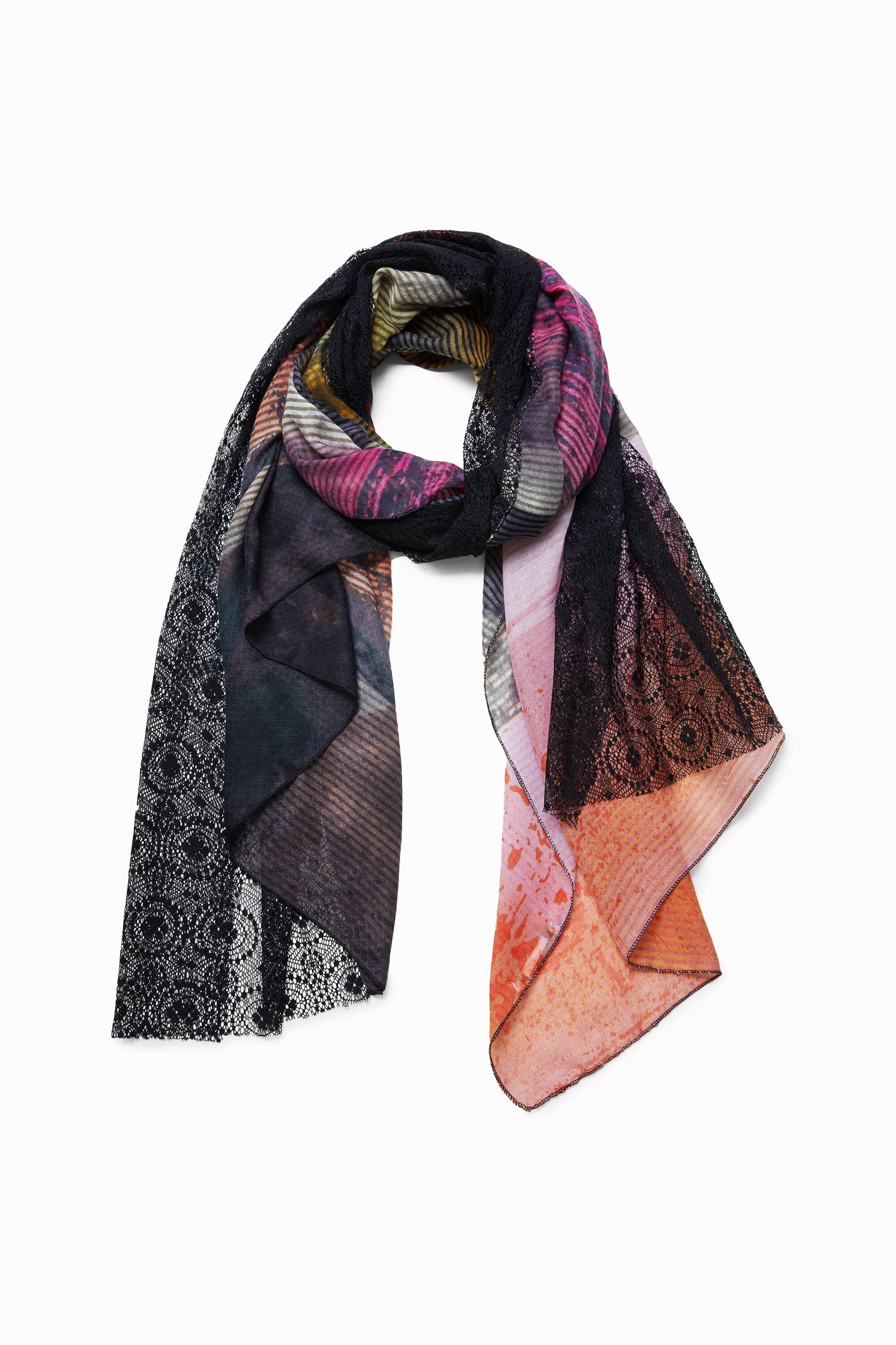 Rectangular double print foulard Desigual