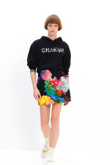Slim floral mini skirt | Desigual