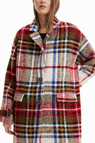 Abrigo largo tartán lana | Desigual