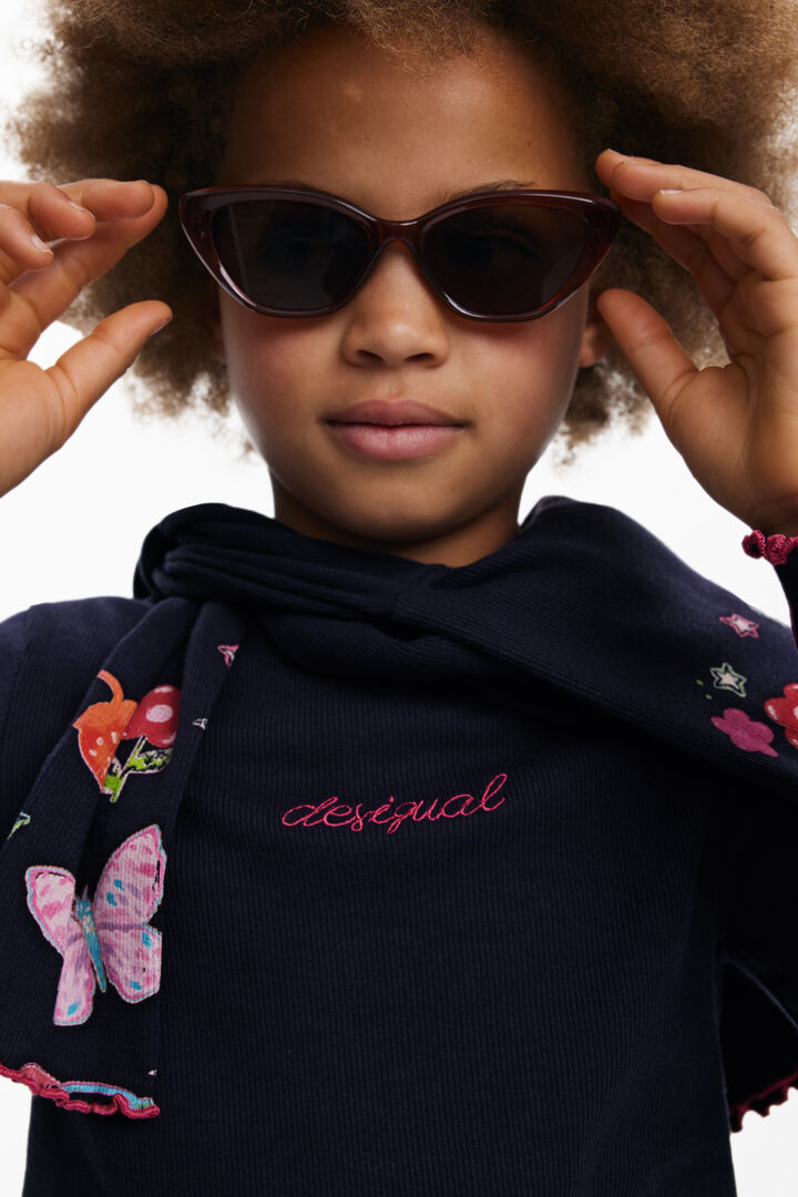 Maglietta a maniche lunghe con logo e fiori | Desigual