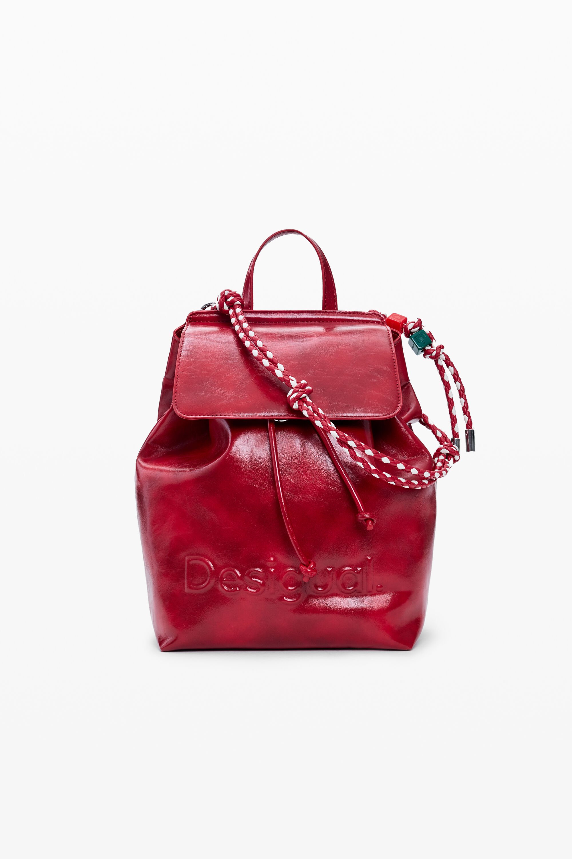 Desigual, Kleiner Rucksack Logo, Damen, Polyurethan, Rot, U