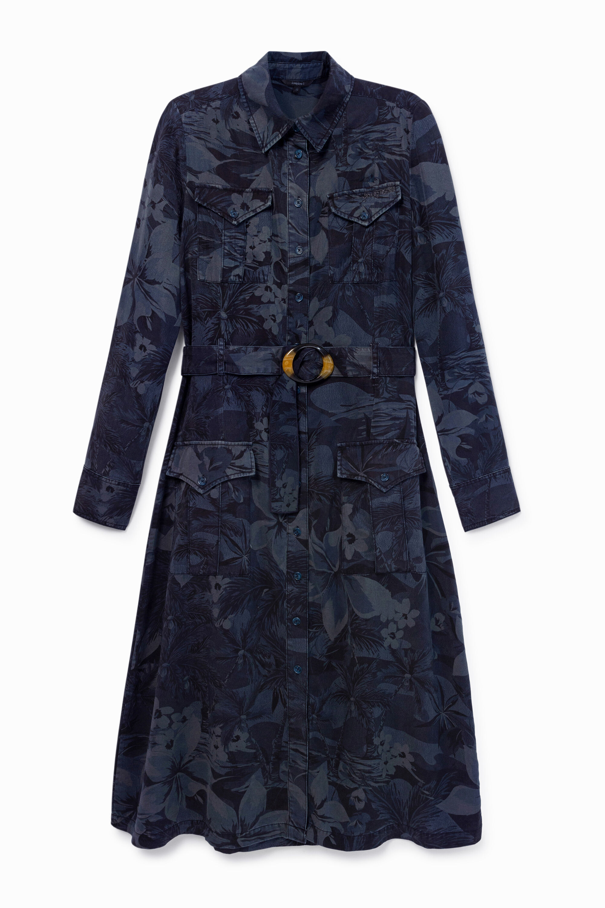 Long flared shirt dress