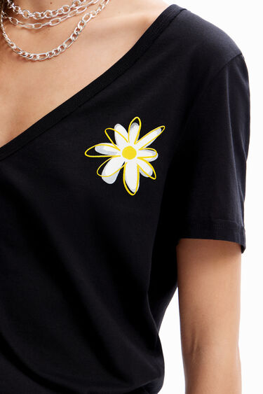 V-neck flower T-shirt | Desigual