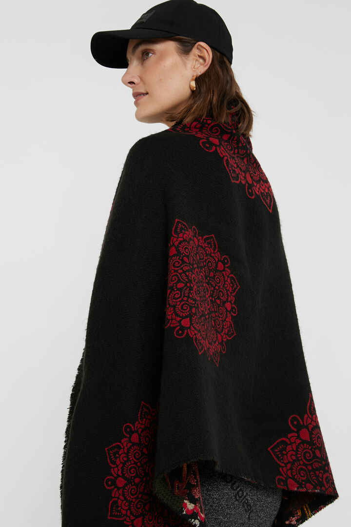 Poncho carré fleuri réversible | Desigual