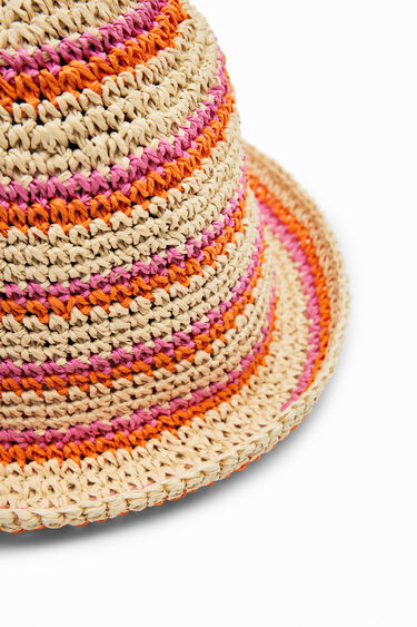 Striped raffia bucket hat | Desigual