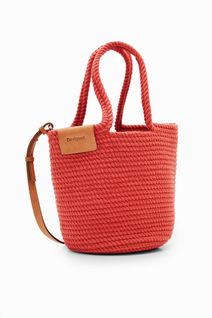 Cesta M trenzada piel | Desigual