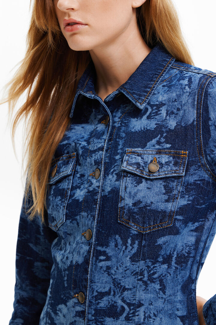 Short tropical denim dress | Desigual