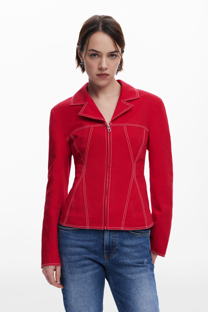 Peplum leather biker jacket
