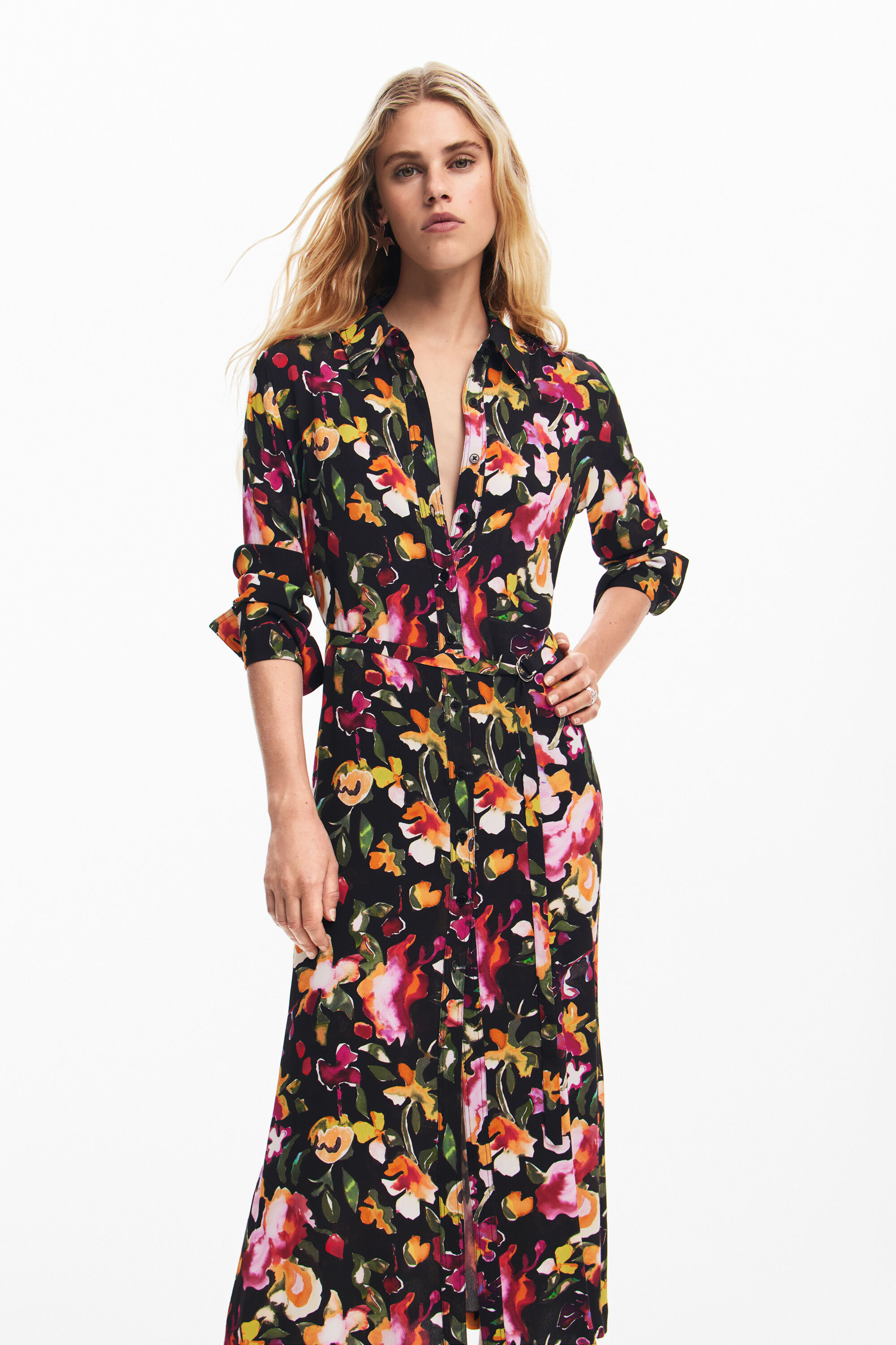 Floral shirt dress clearance