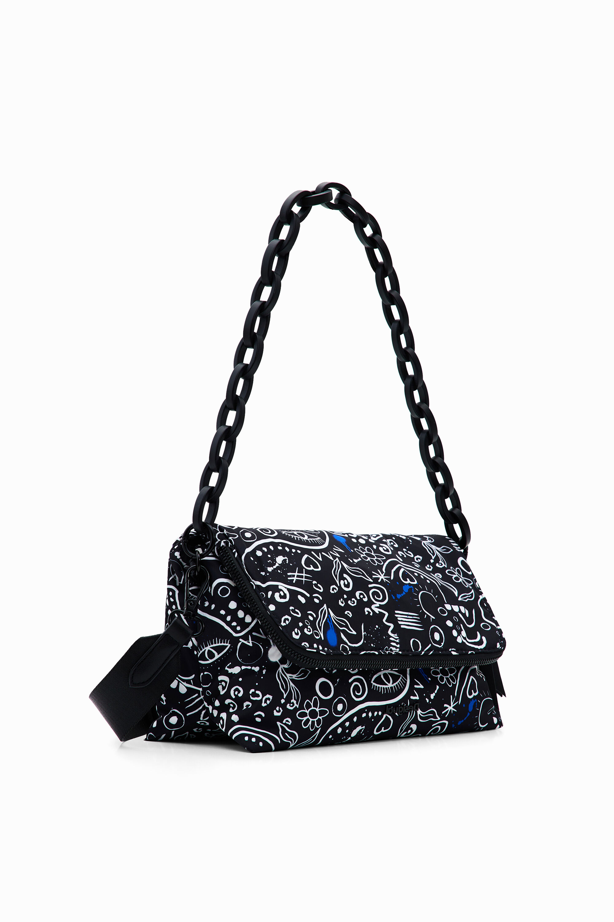 Recycled crossbody bag with illustrations
