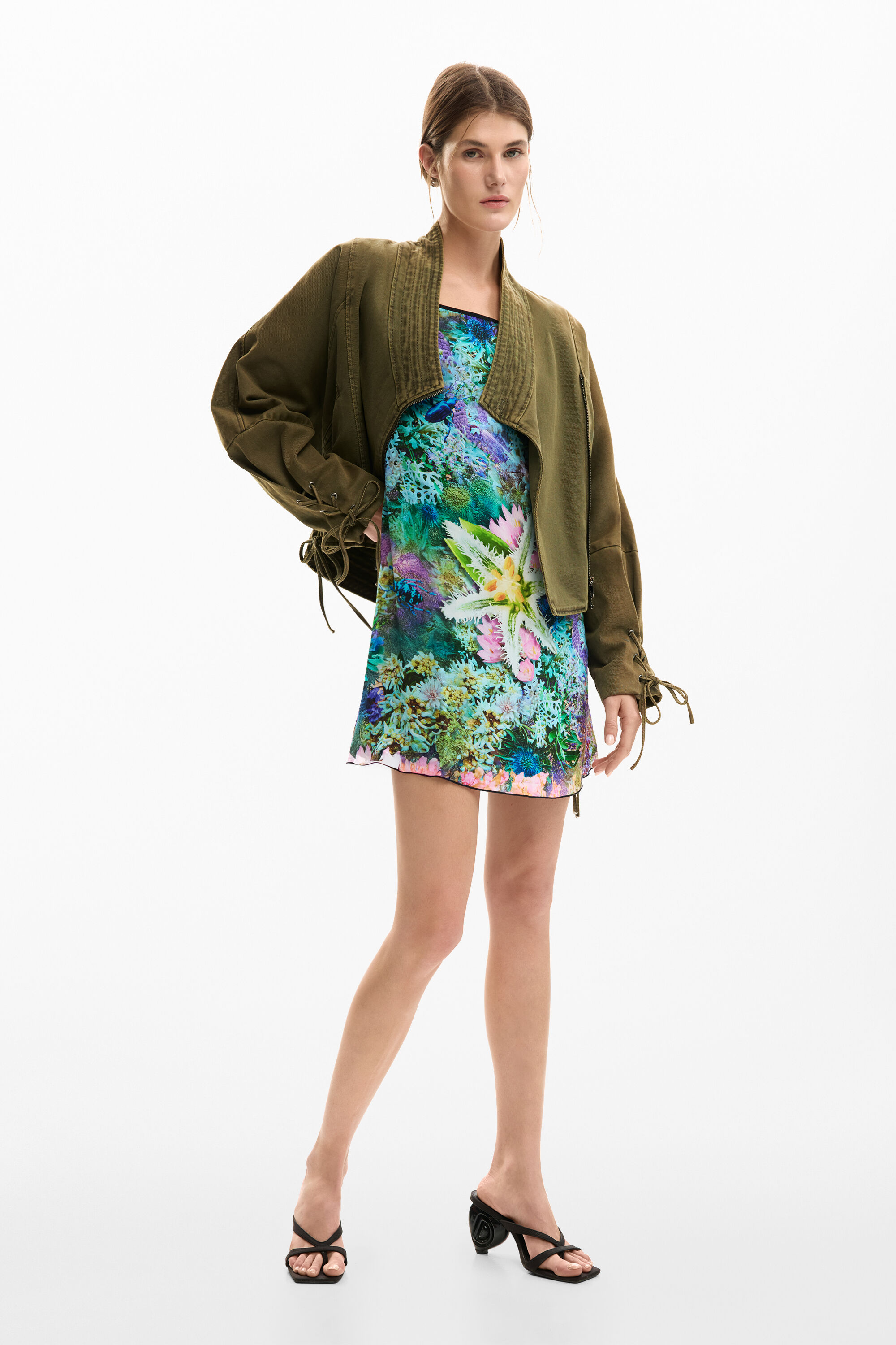 Desigual, Wendekleid blumen, Damen, Polyester, GrüN, XL