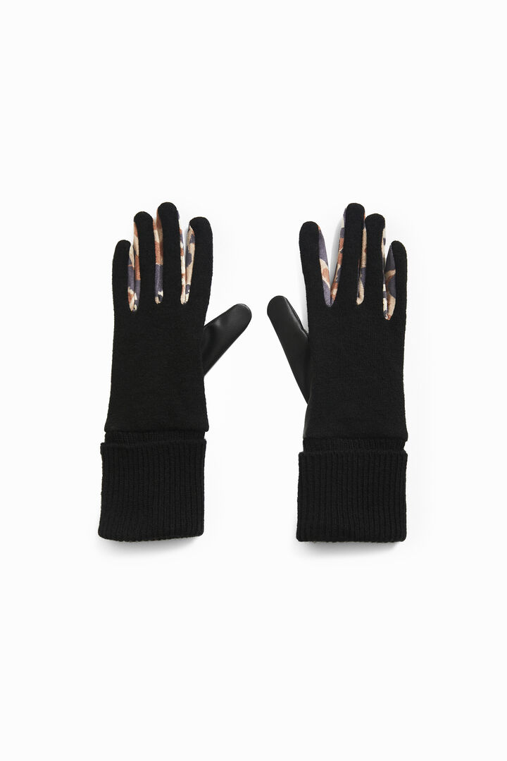 Bimaterial animal patch gloves | Desigual
