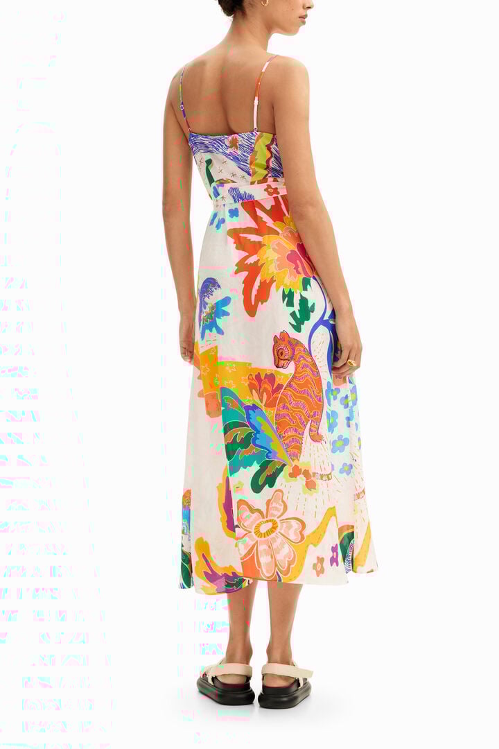 Jungle design wrap midi dress | Desigual