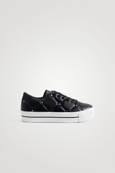 Leather effect sneakers embroidered little sequins