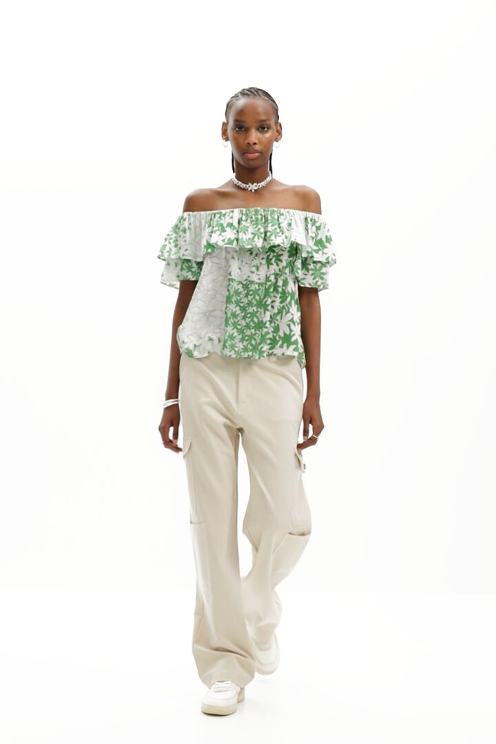 Patchwork floral ruffle blouse | Desigual