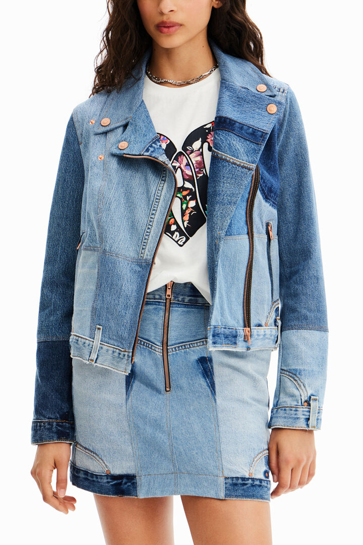 Upcycled denim biker jacket | Desigual