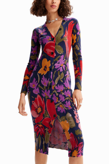 Floral knit midi dress | Desigual