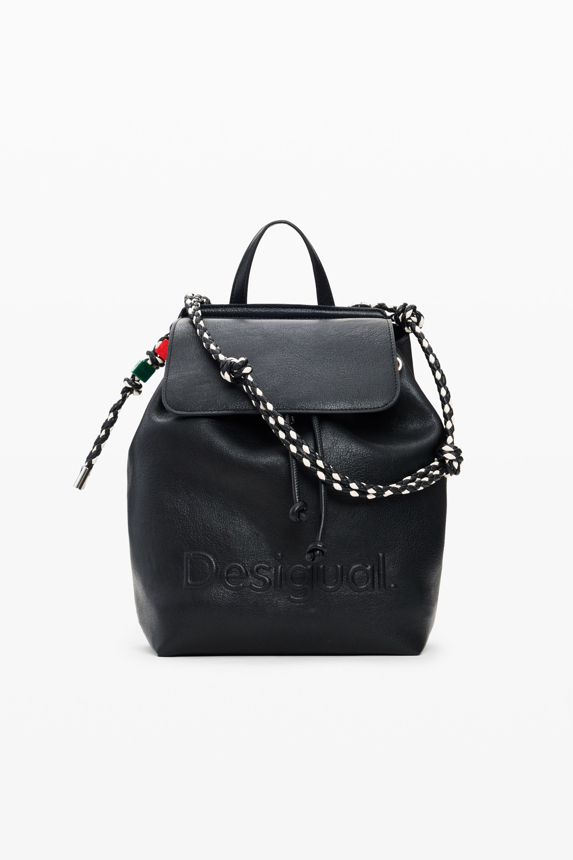Desigual Gevlochten middelgrote rugzak - BLACK