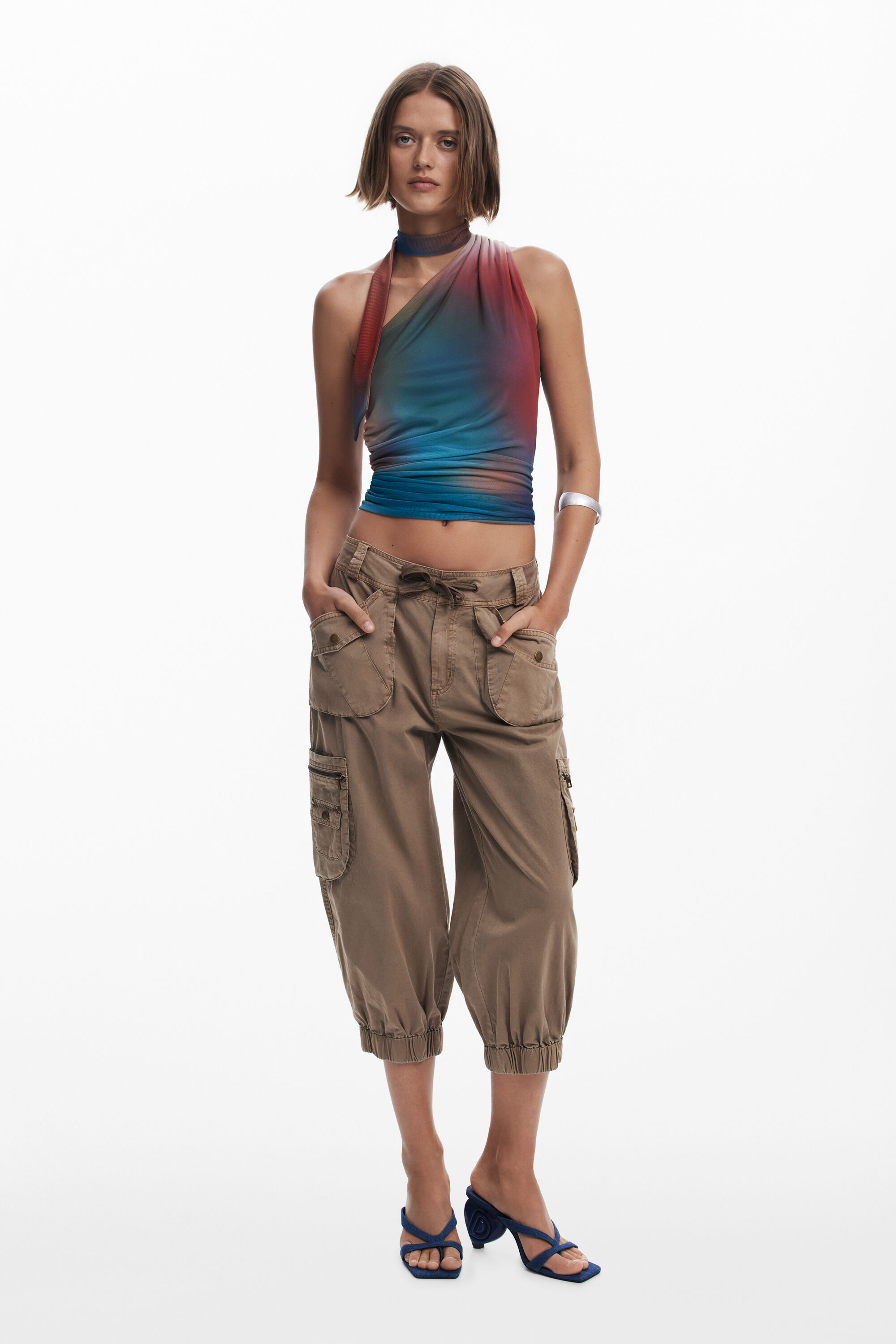 Desigual Knot Neckline T-shirt In Green
