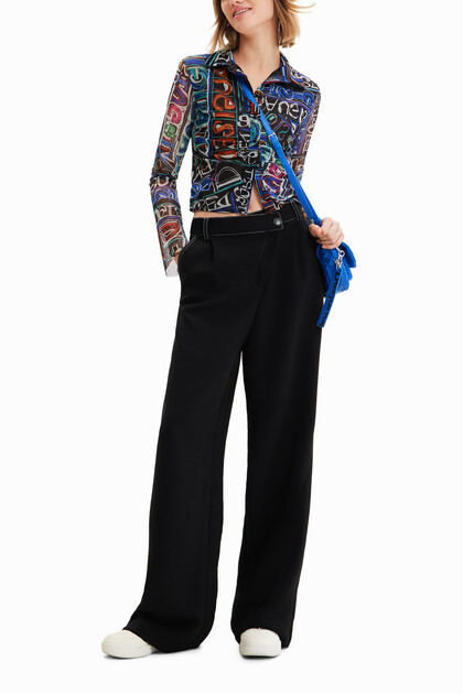 Short slim tulle shirt