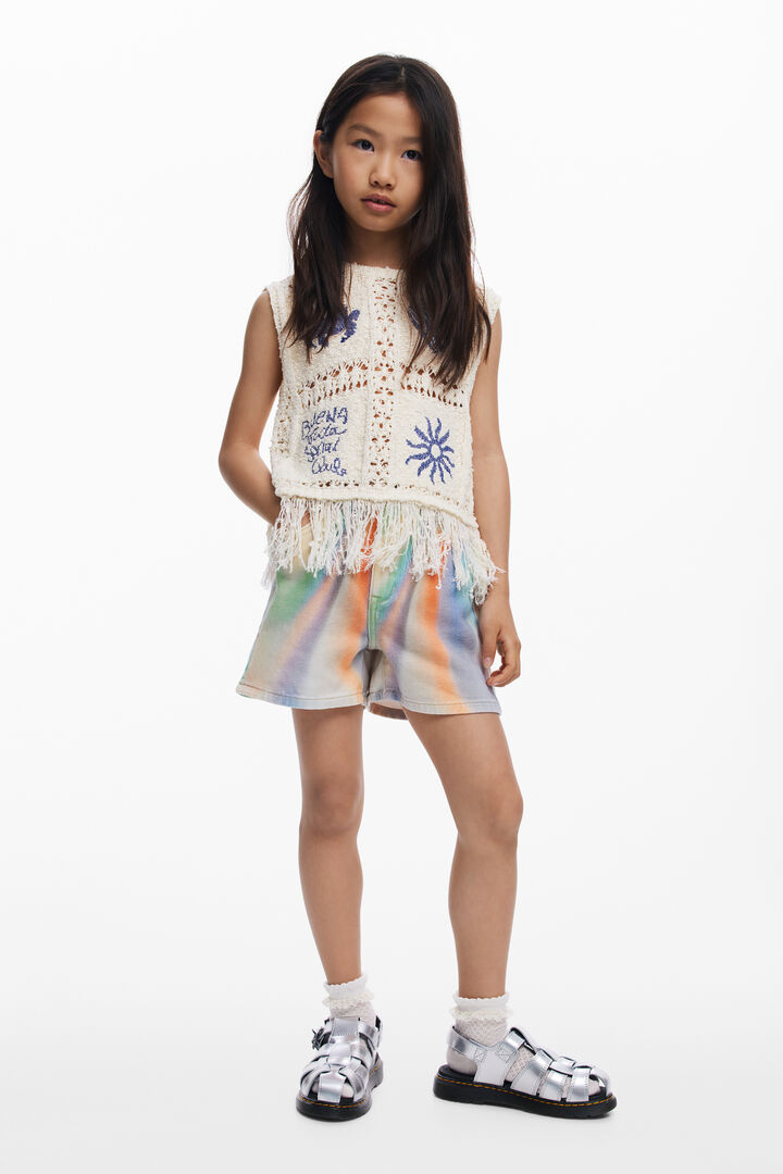 Crochet sweater with fringes | Desigual