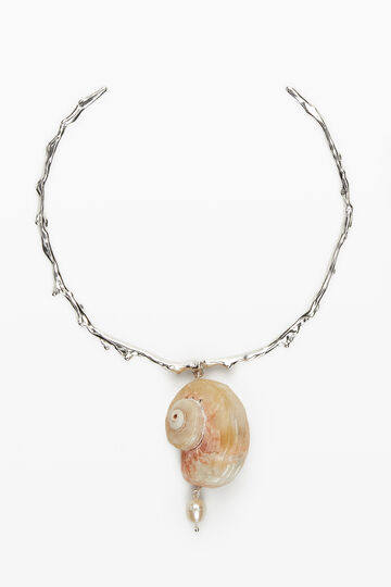 Rigid silver-plated shell necklace Zalio | Desigual