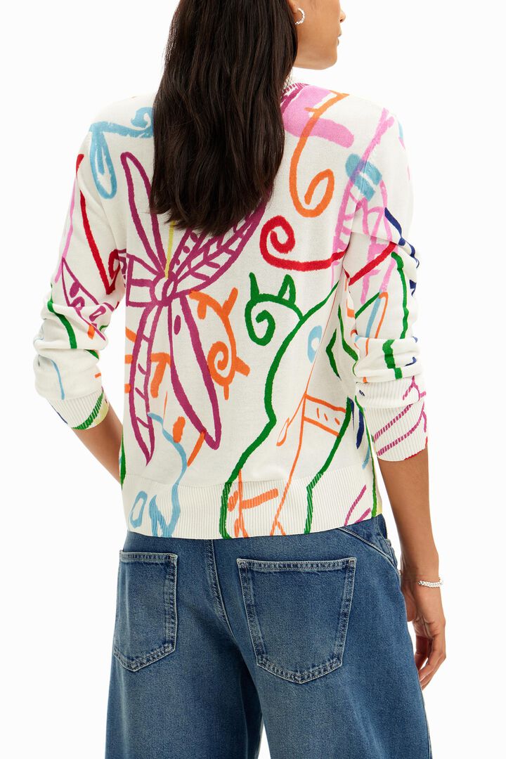 Fine knit sweater with patterns. | Desigual
