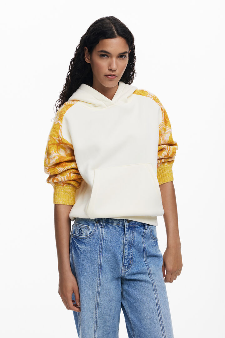 Jacquard sleeve sweatshirt