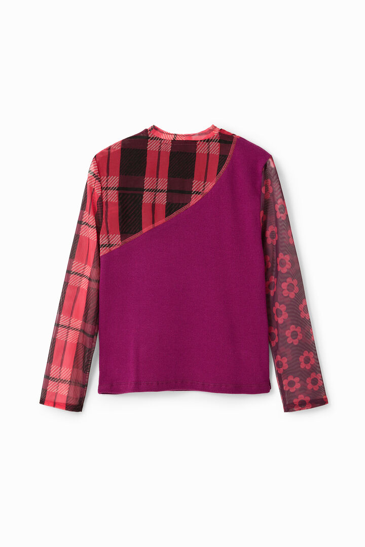 T-shirt patchwork tissu côtelé tulle | Desigual