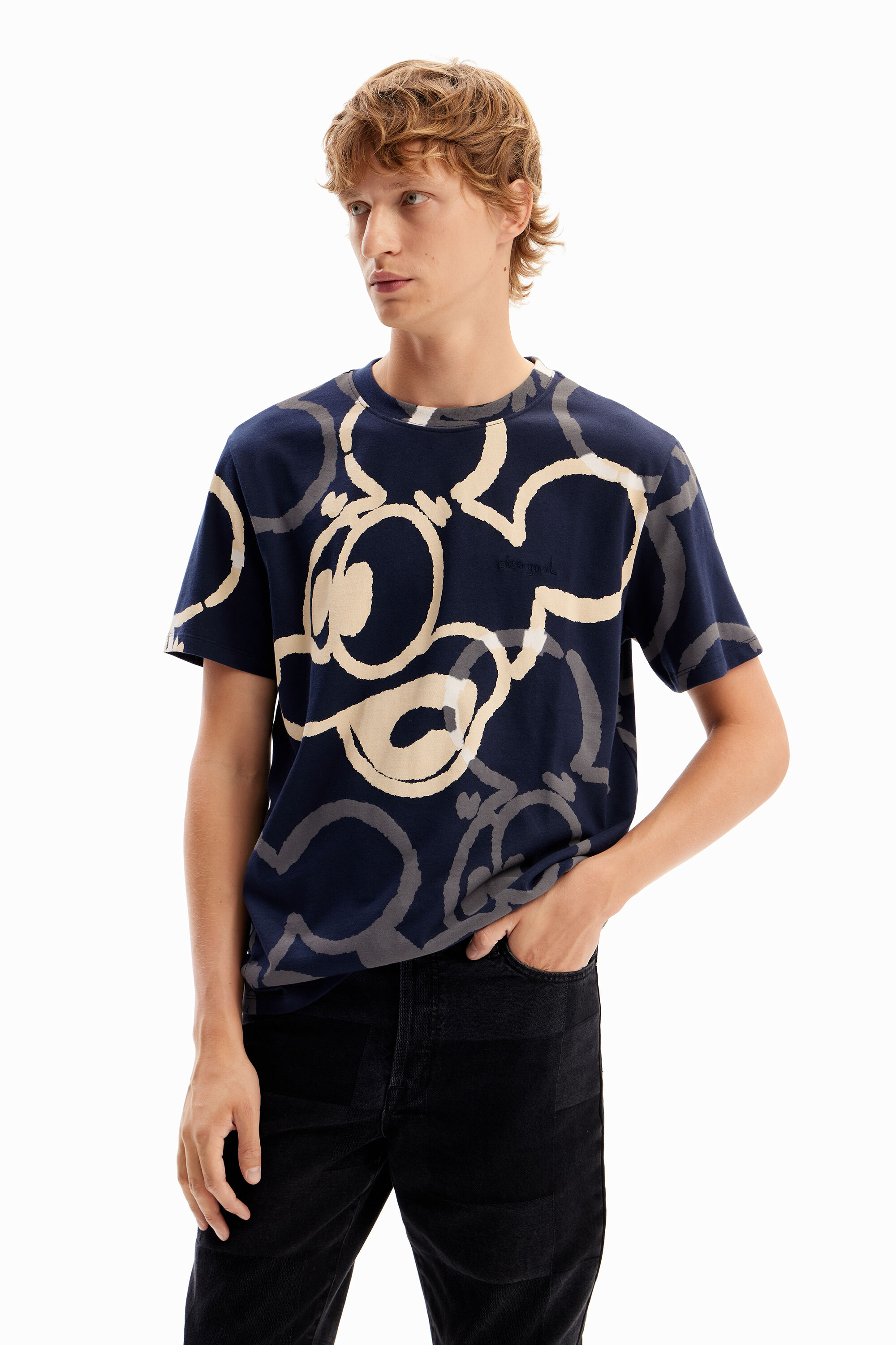Arty Mickey Mouse T-shirt - BLUE - S