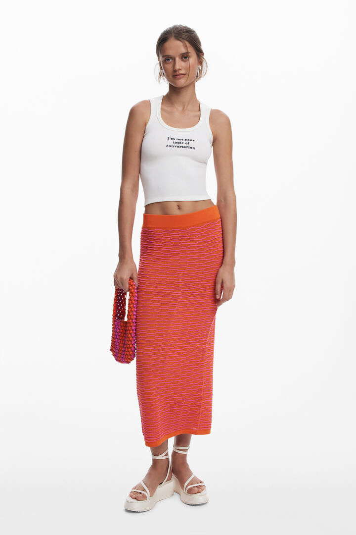 Wave texture midi skirt