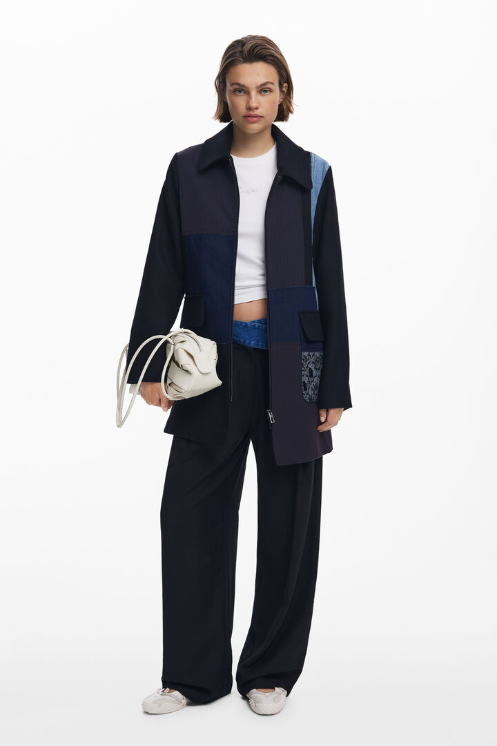 Straight patchwork coat