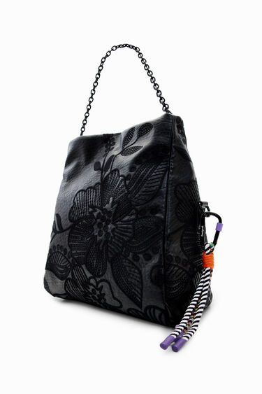 Midsize floral embroidery bag | Desigual